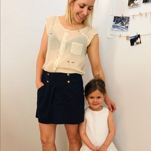 Navy nautical skirt with pockets